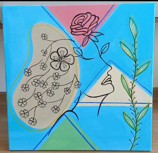 Quadro Linhas da Alma - 50x50cm - Acrílica e posca sobre tela- autoral 