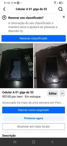 Celular A 01 32 giga tela quebrada pra conserto