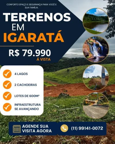 RECANTO DAS ÁGUAS IGARATÁ: LOTES COM LAZER!