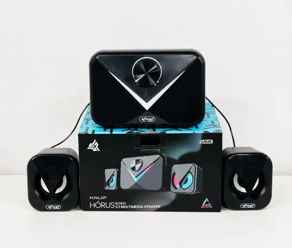 Caixa de Som Knup Hórus R0821 2.1 RGB - Som Potente para PC, Notebook, TV e Gamer!