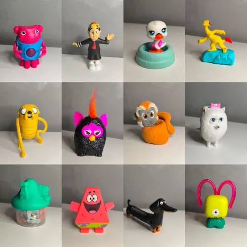 Lote com 12 brinquedos de Fast Food