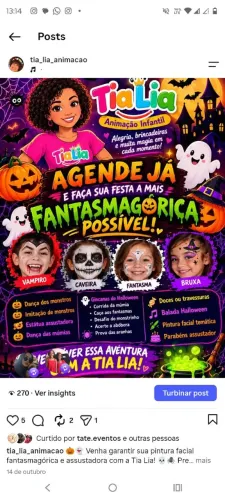 ? A Bruxinha Tia Lia estará em ação! Preparem-se para muitas travessuras! ?