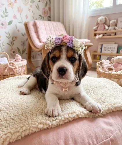 Linda filhote de beagle fêmea 