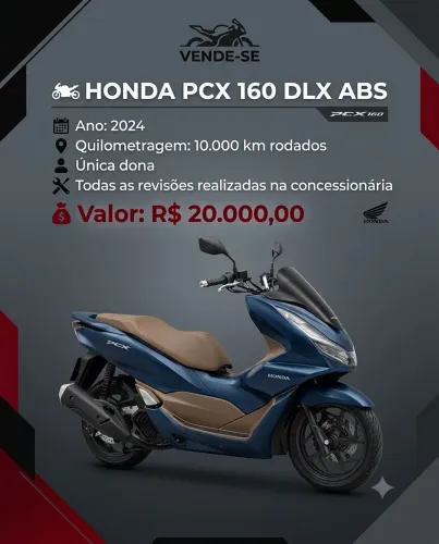 Vendo Honda PCX 160 DLX ABS, sem detalhes