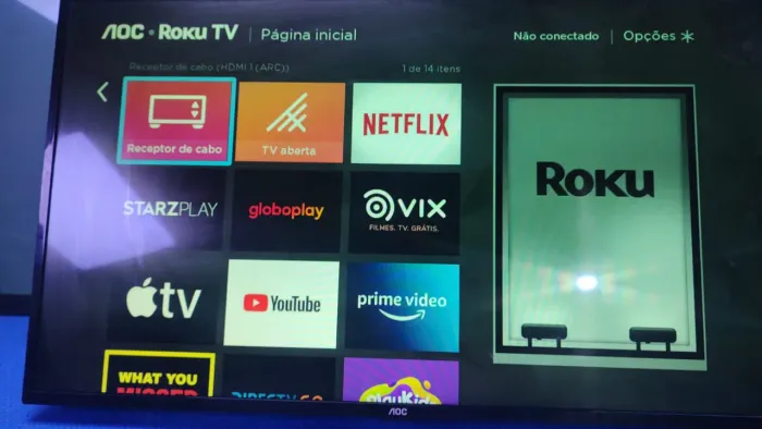 Tv 43 Pol 4K  Roku Com controle semi nova 