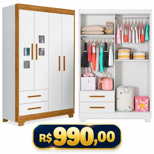 Guarda Roupa Fly 4p Mdf