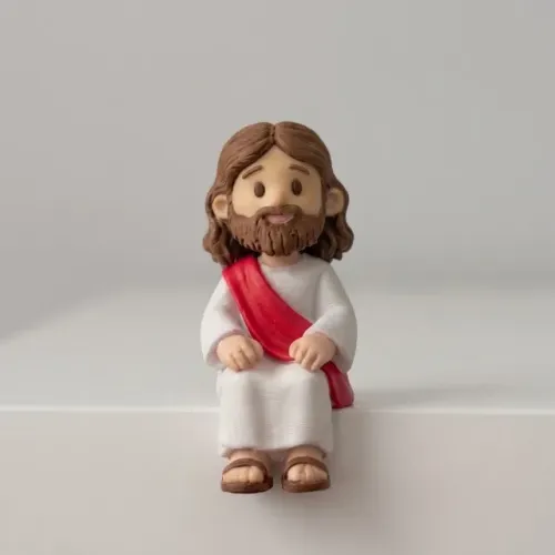 Miniatura Sentada Jesus - Colecionável Religioso