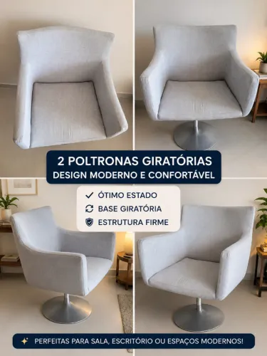 2 Poltronas Giratórias de Design Moderno - Sofisticação e Conforto *