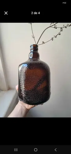 Vaso de vidro craquelado marrom estilo vintage para flores ou decoração