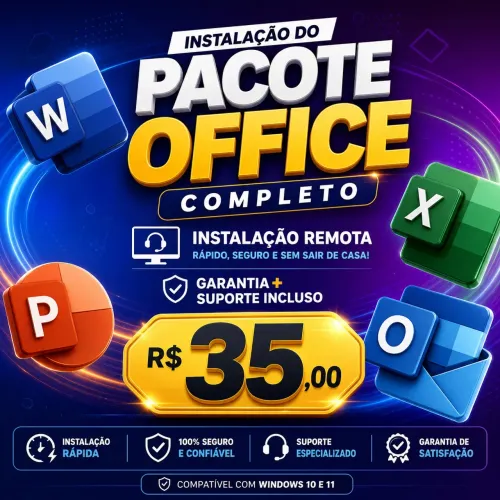 Para computadores notebook e pc desktop pacote Office Windows sistema Word Excel 