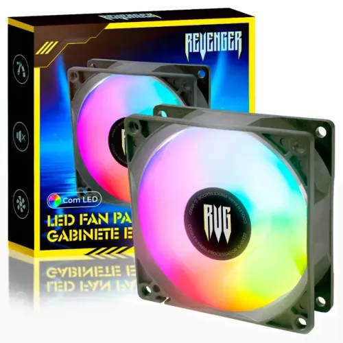 Cooler Fan RGB 80mm Revenger G-VR337 2300RPM Silencioso para PC Gamer e Gabinete