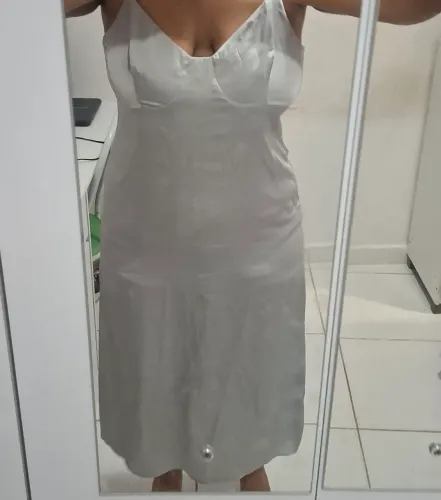 VESTIDO MIDI PRATA CETIM, TAM G (POSSO NEGOCIAR PREÇO)