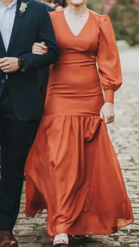 Vestido de festa - Cor: Terracota - Tamanho P