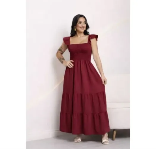 Vestido longo vinho