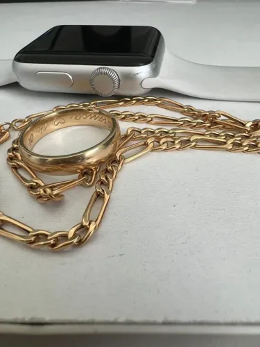 Cordão de OURO 18k Groumet com pingente crucifixo e nota fiscal - total de quase 9 gramas