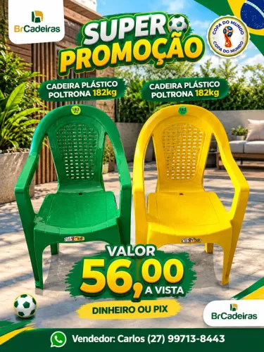 Cadeira Plástico 182kg Poltrona Com Encosto Alto