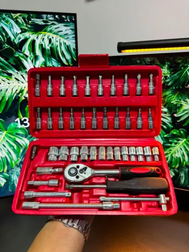 KIT 46 PEÇAS | CATRACA + SOQUETES + ACESSÓRIOS