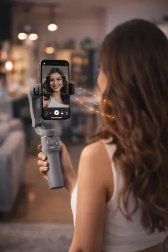 Gimbal Celular 3 Eixos Rastreamento Facial AI Bluetooth A?Gold SLF-10