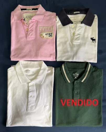 Camisas Abercrombie Hollister Gola Polo Vestem M/G em Excelente/Perfeito Estado