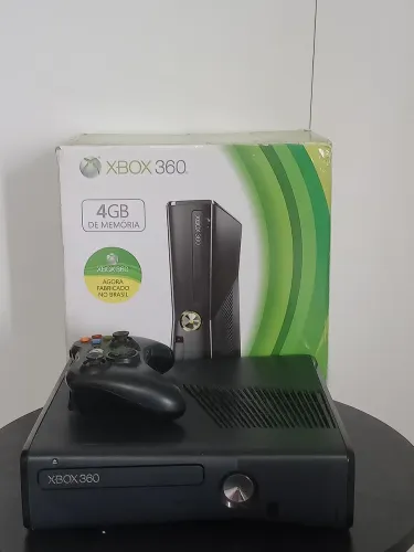 Xbox 360 Slim 500GB Desbloqueado RGH + 1 Controles + Caixa Original