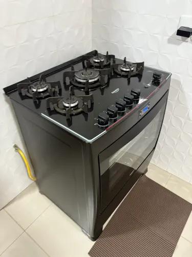 Fogão a gás Vidro e Timer Digital Dako Supreme Black - Fogão de Piso 5 Bocas com M
