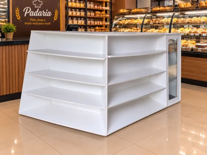 Balcão Expositor de Padaria em MDF - 2,80m × 1,35m x 66cm