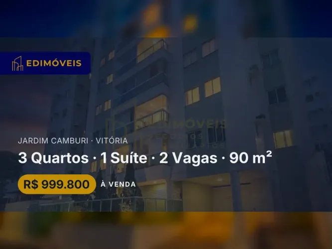 Jardim Camburi: Apartamento 3 quartos em condomínio, perto da praia e com segurança 24h