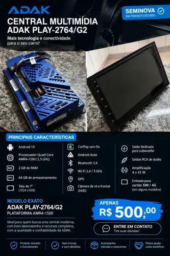 Central multimidia - ADAK PLAY-2764/G2 Plus+