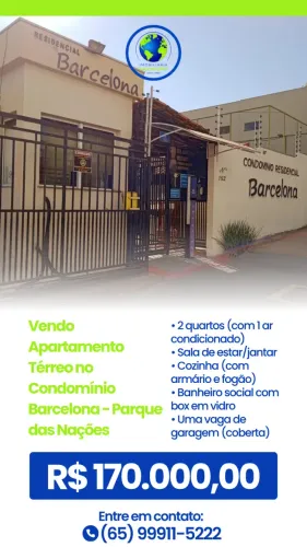 Vendo Apartamento Térreo no Condomínio Barcelona - Parque das Nações