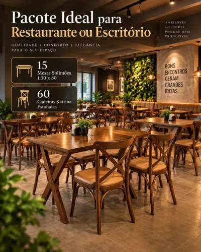 Mesas e cadeiras para restaurante ou escritório