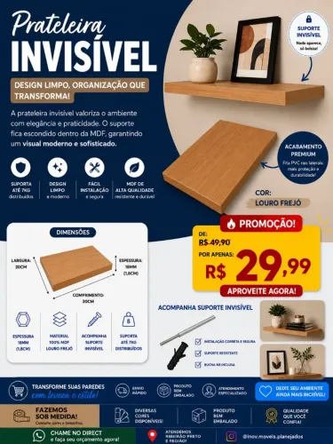 Prateleira invisível/flutuante