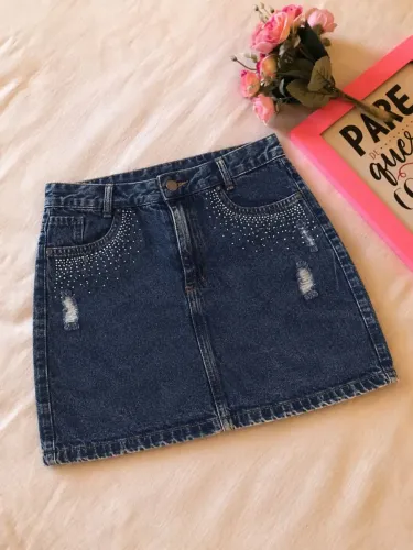 Saia jeans feminino 