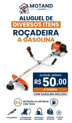 Aluguel de Roçadeira de Grama (Elétrica ou Gasolina) - Locação Diária