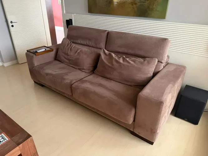 Sofá retrátil suede estado de novo EM PROMO