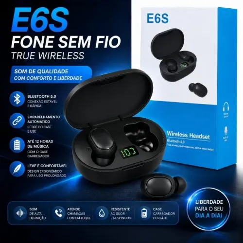 Fone sem fio E6S ( produto novo e lacrado ) poucas unidades disponíveis