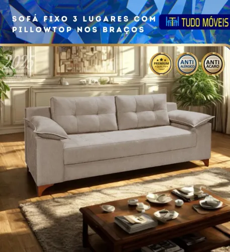 SOFÁ FIXO DE 3 LUGARES/LOJA TUDO MÓVEIS