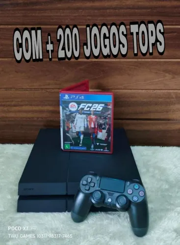 PS4 + 200 jogos tops + garantia