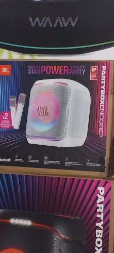 jbL partybox encore2 branca e preta lançamento lacrada com 2 microfones apenas 1.999 rea