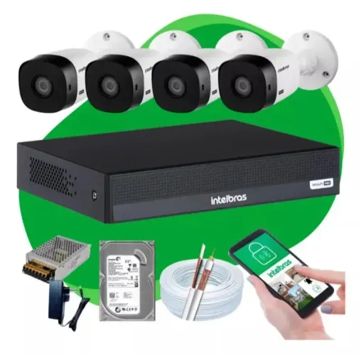 Kit completo Dvr Intelbras + HD + Fonte + Cabo + conectores + instalação e mão de obra 