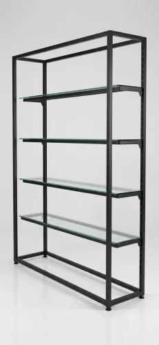 Estante Industrial | Estrutura  2,2m Alt. Preto Com Prateleiras de Vidro