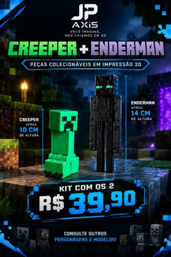 Creeper + Enderman Minecraft 3D | Peças Colecionáveis