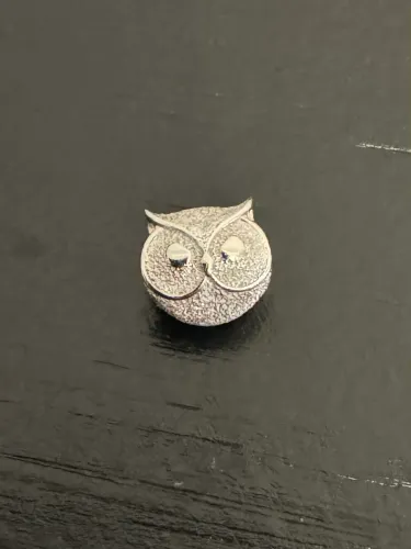 Mini charm Pandora prata coruja texturizada