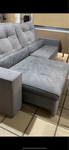 Sofá cinza 5 lugares 