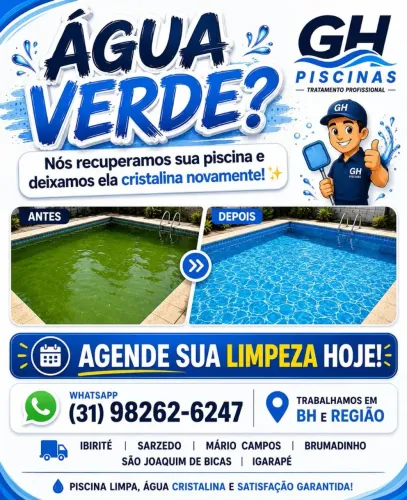 Limpeza piscina água verde