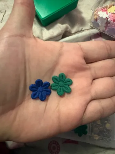 Aplique florzinha tecido Verde e Azul