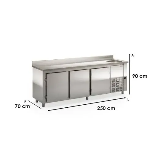 Ac balcão refrigerado 2.5mt Gelopar com pia lado direito 