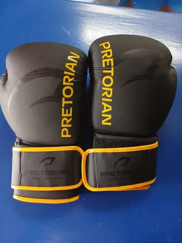 Luva de Boxe/Muay Thai Pretorian Preta com Dourado - Alta Qualidade e Conforto