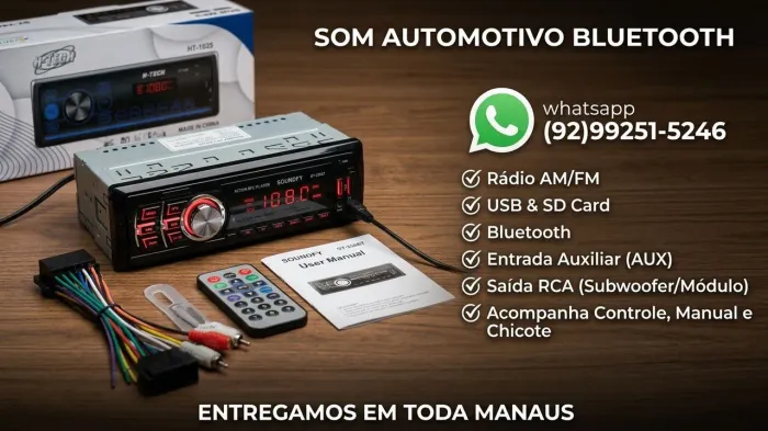 Som automotivo rádio bluetooth