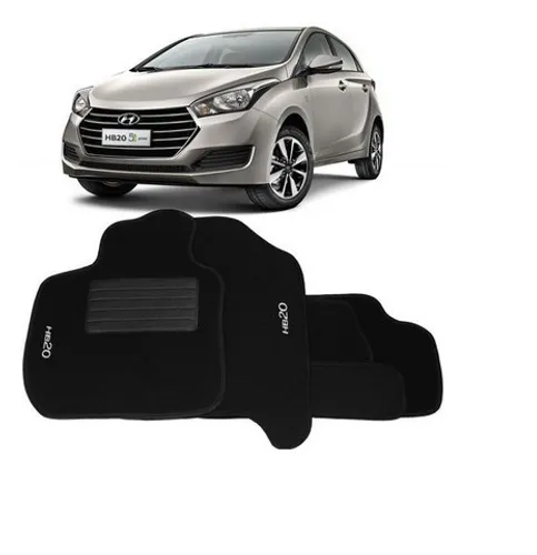 Jogo Tapete hb20 hatch sedam 5 pcs Preto com Logo caperte