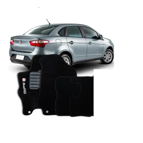 Jogo Tapete wave Fiat grande siena Preto Personalizado Com Logo Bordado 4pcs
